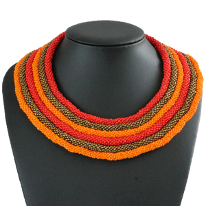 African handmade necklace, beads, multicoloured, black display