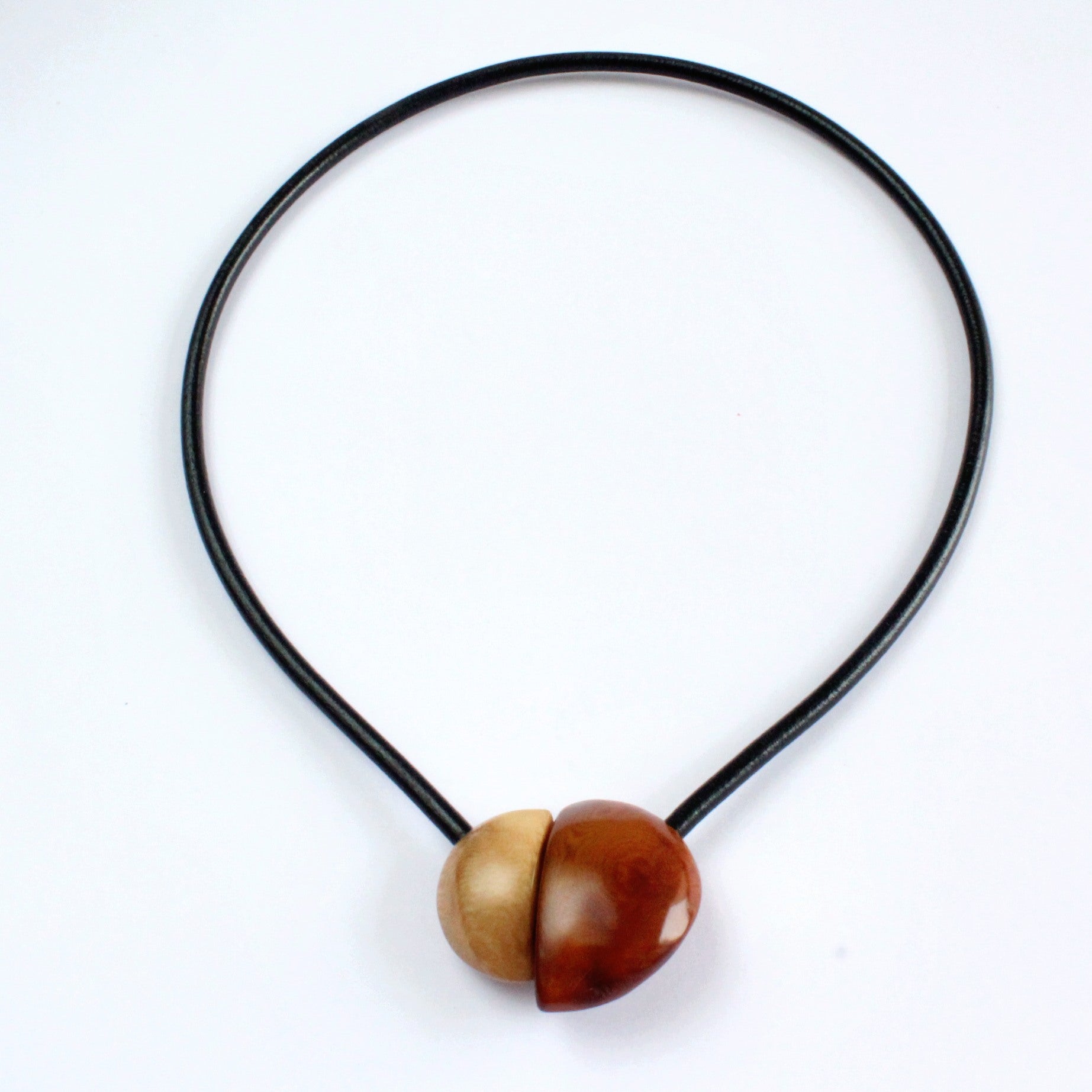 Handmade necklace, tagua nut, brown beige, magnetic