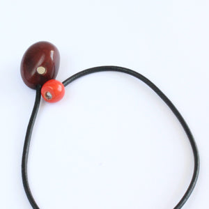 Handmade necklace, tagua nut, sustainable, magnet, burgundy