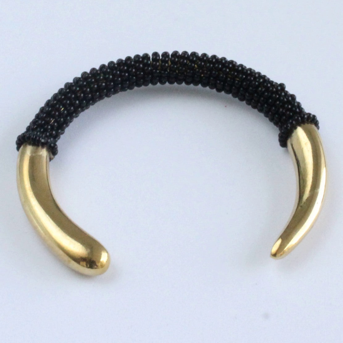 African handmade brass bracelet with black beads