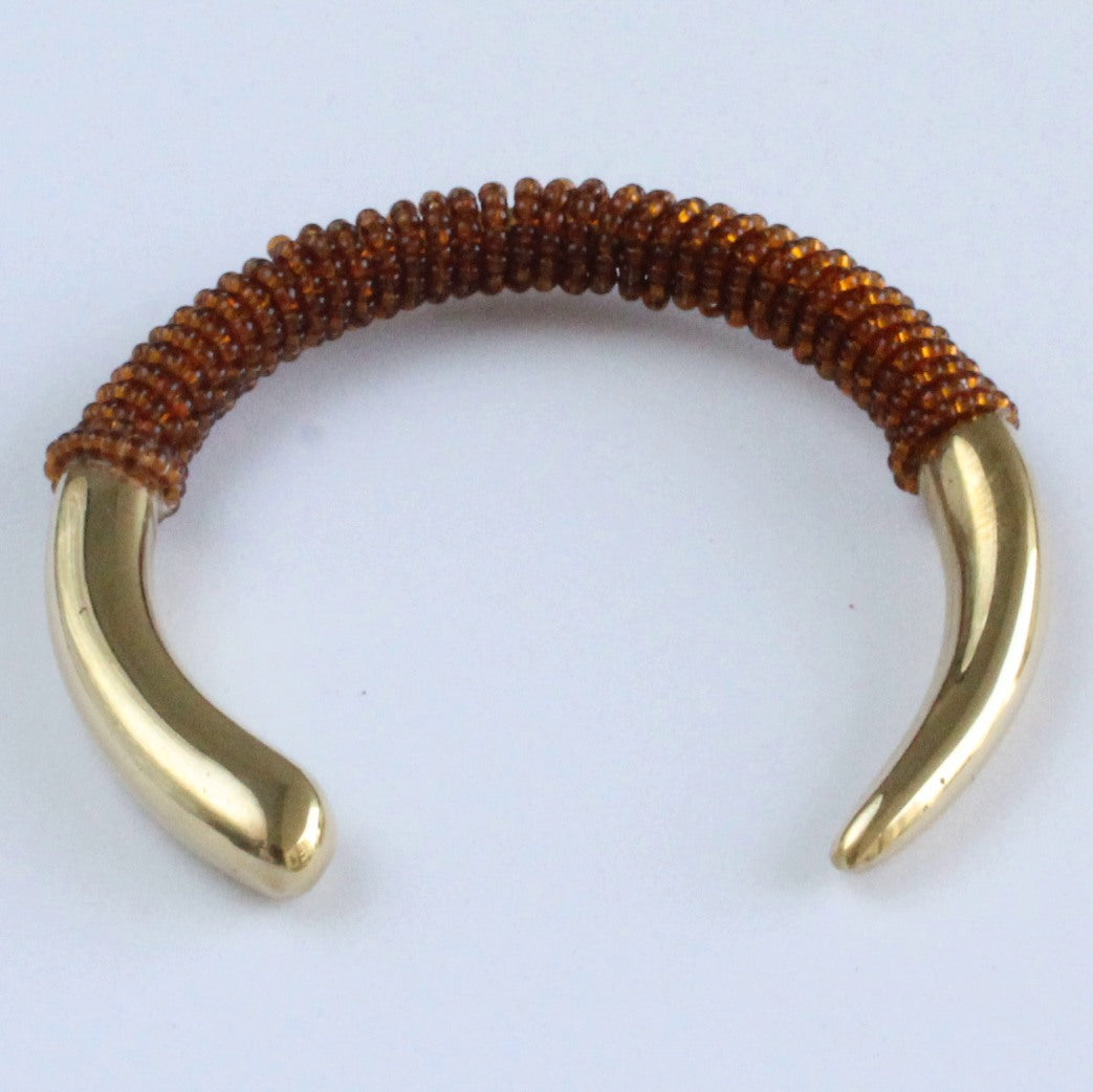 African handmade brass bracelet with bronze beads