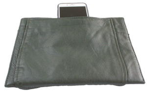 iPad sleeve, cover, leather, upcycled, back pocket, green, protection