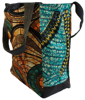 Handmade tote bag, upcycled, African print, Kitenge fashion, Ankara fashion, shopping bag, side