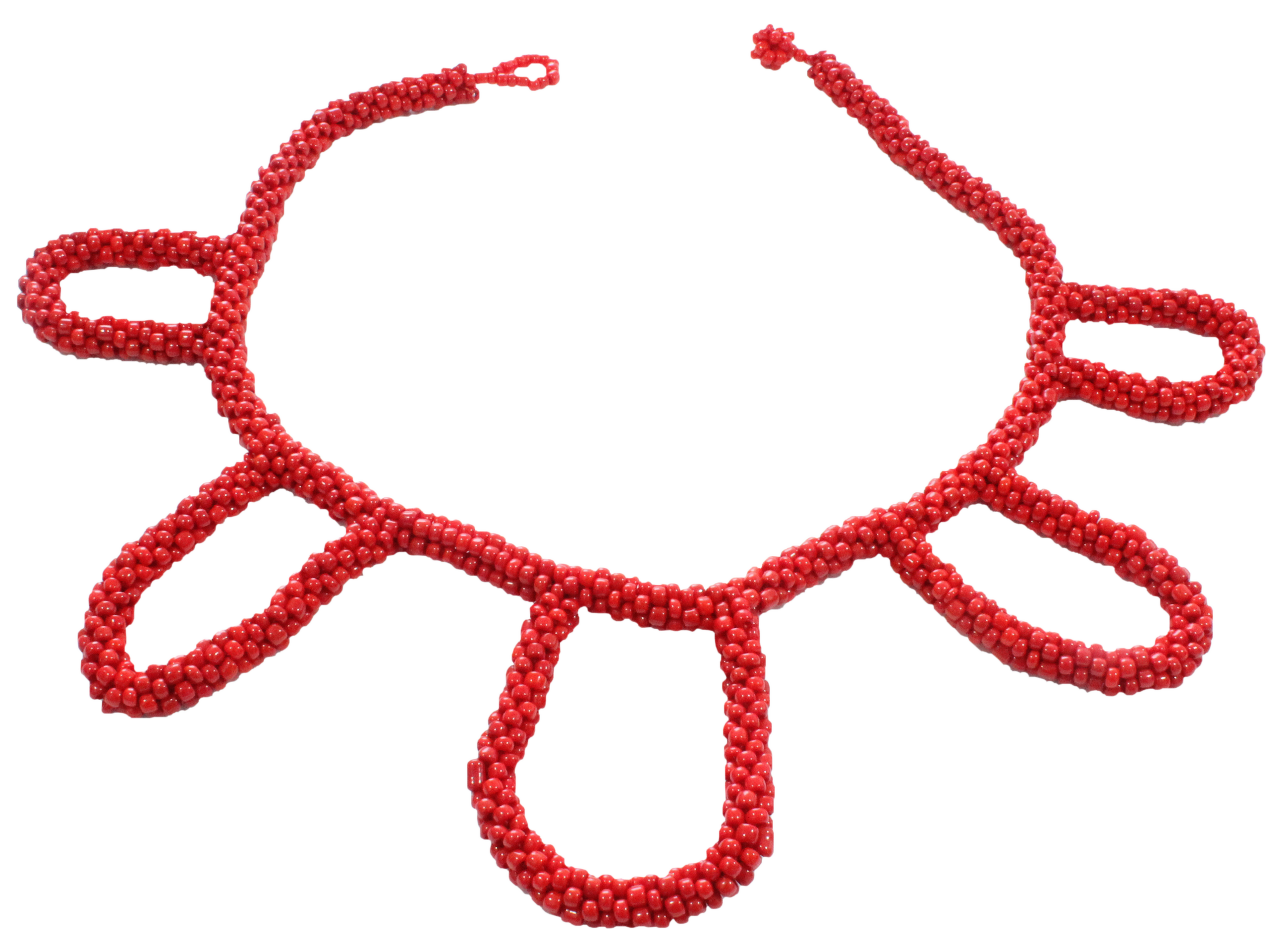 African handmade necklace rolo red beads