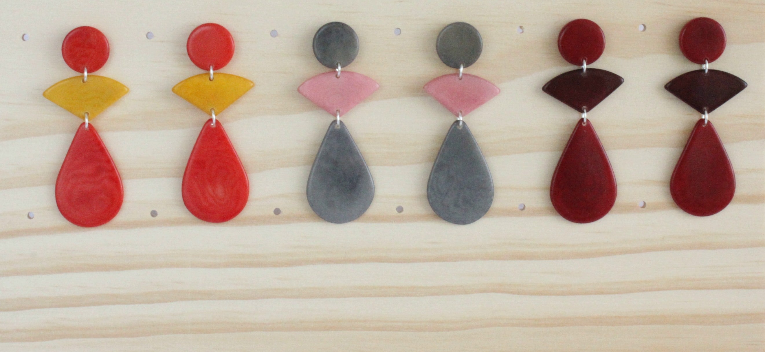 Handmade earring, push back, tagua, colourful, collection