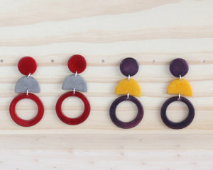 Handmade earring, push back, tagua, colourful, collection
