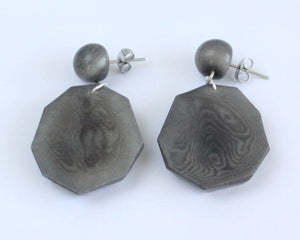 Handmade earring, push back, tagua, colourful, grey back