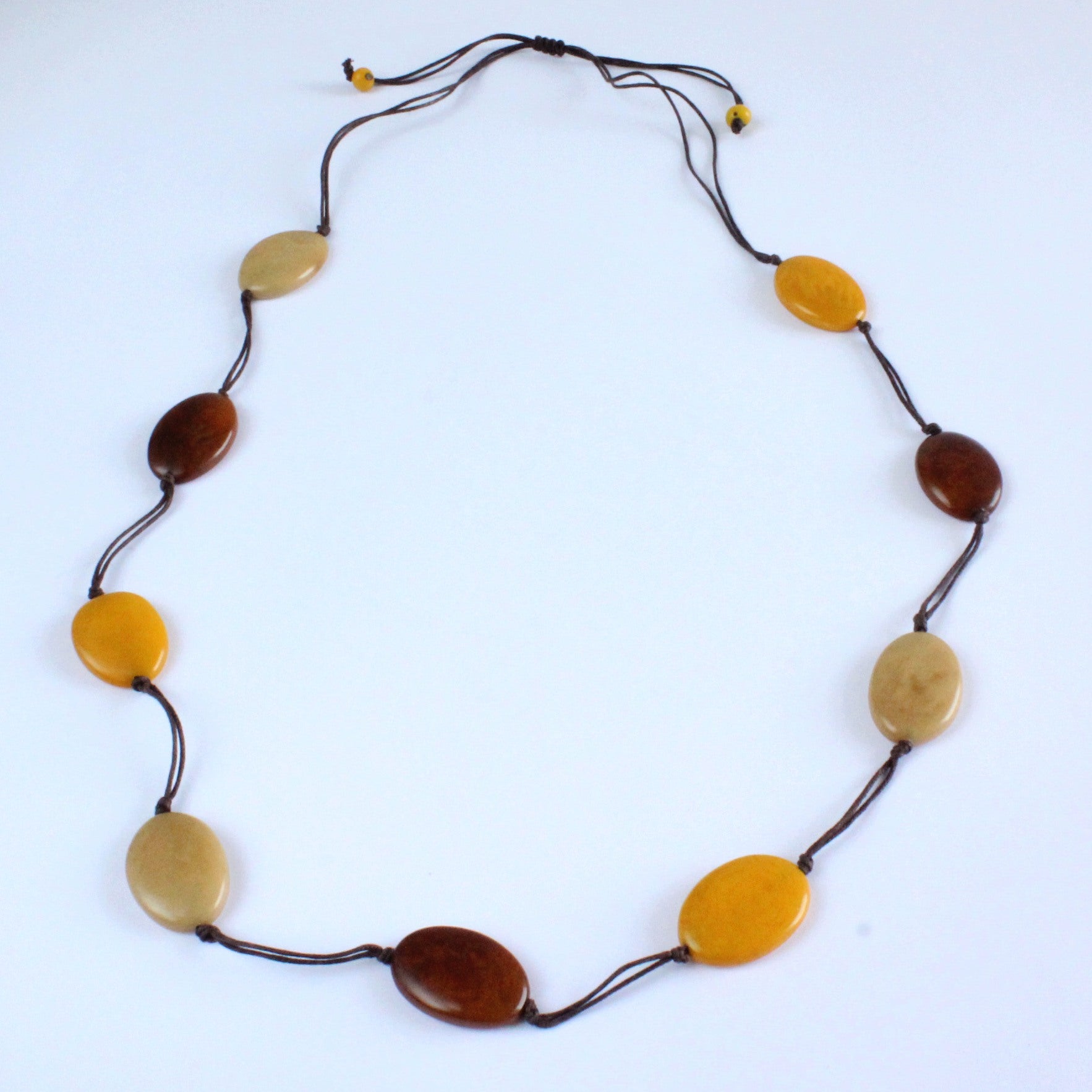 Necklace, sustainable tagua nut, autumn, adjustable, handmade