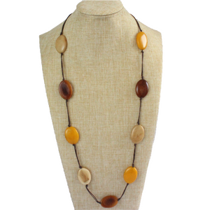 Necklace, sustainable tagua nut, autumn, adjustable, handmade, stand