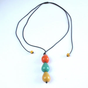 Necklace, handmade, sustainable tagua nut, multicolour