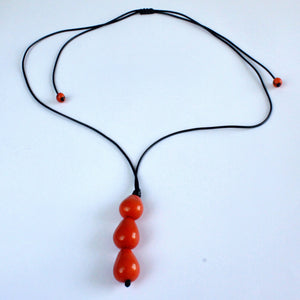 Necklace, handmade, sustainable tagua nut, orange
