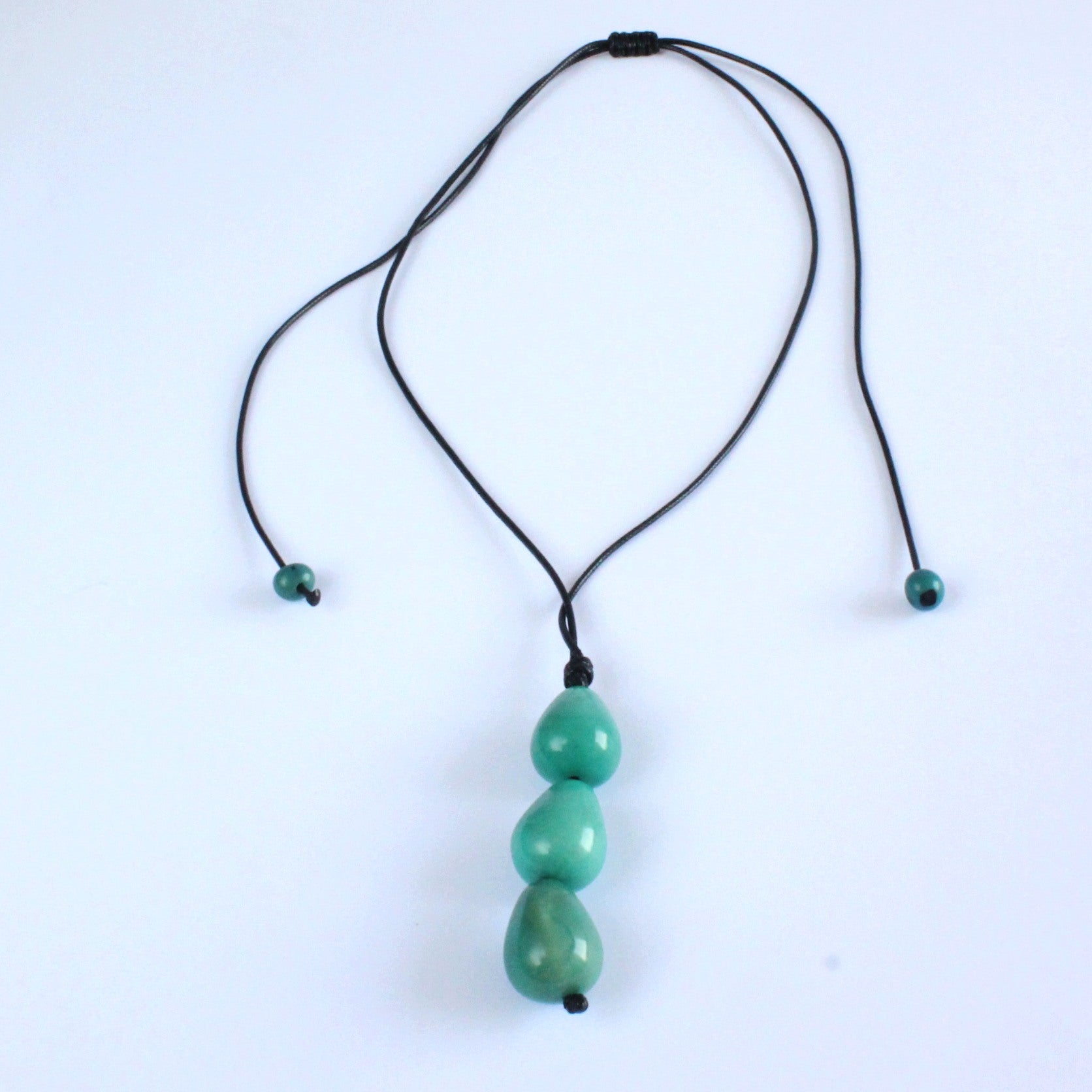 Necklace, handmade, sustainable tagua nut, turquoise