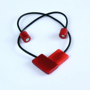 Handmade necklace, sustainable, tagua nut, magnetic lock, red