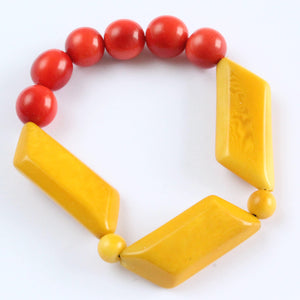 Handmade bracelet, tagua nut, sustainable, yellow, orange