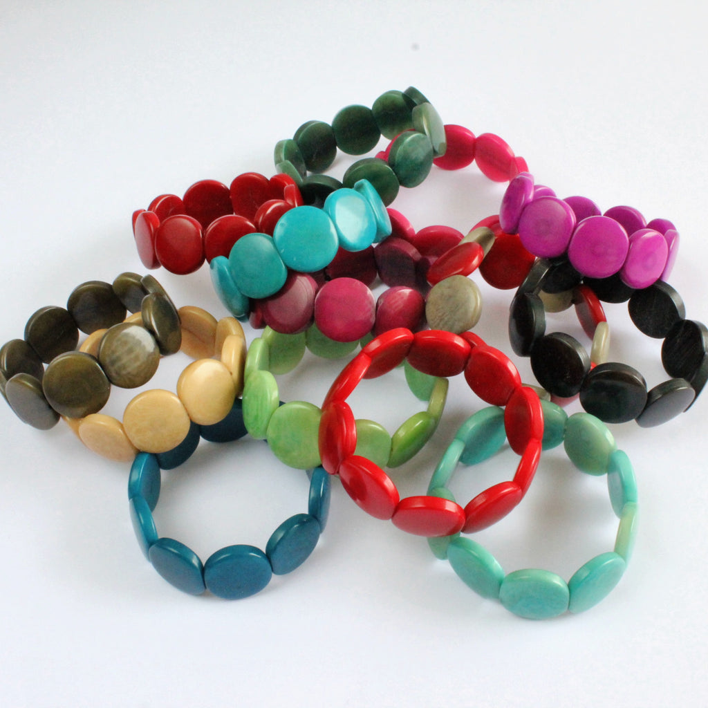 Handmade bracelet, tagua nut, sustainable,  colourful