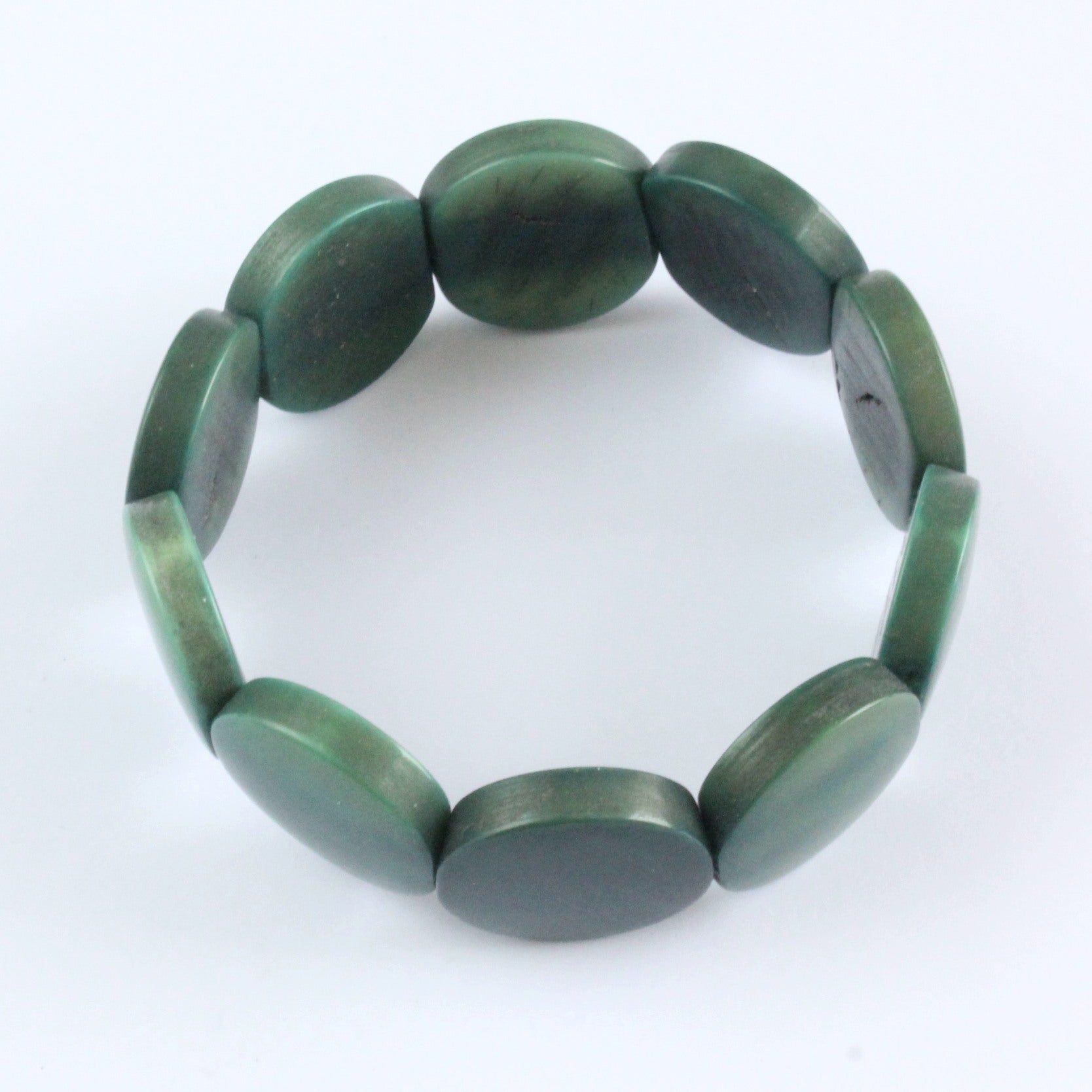 Handmade bracelet, tagua nut, sustainable,  colourful, dark green