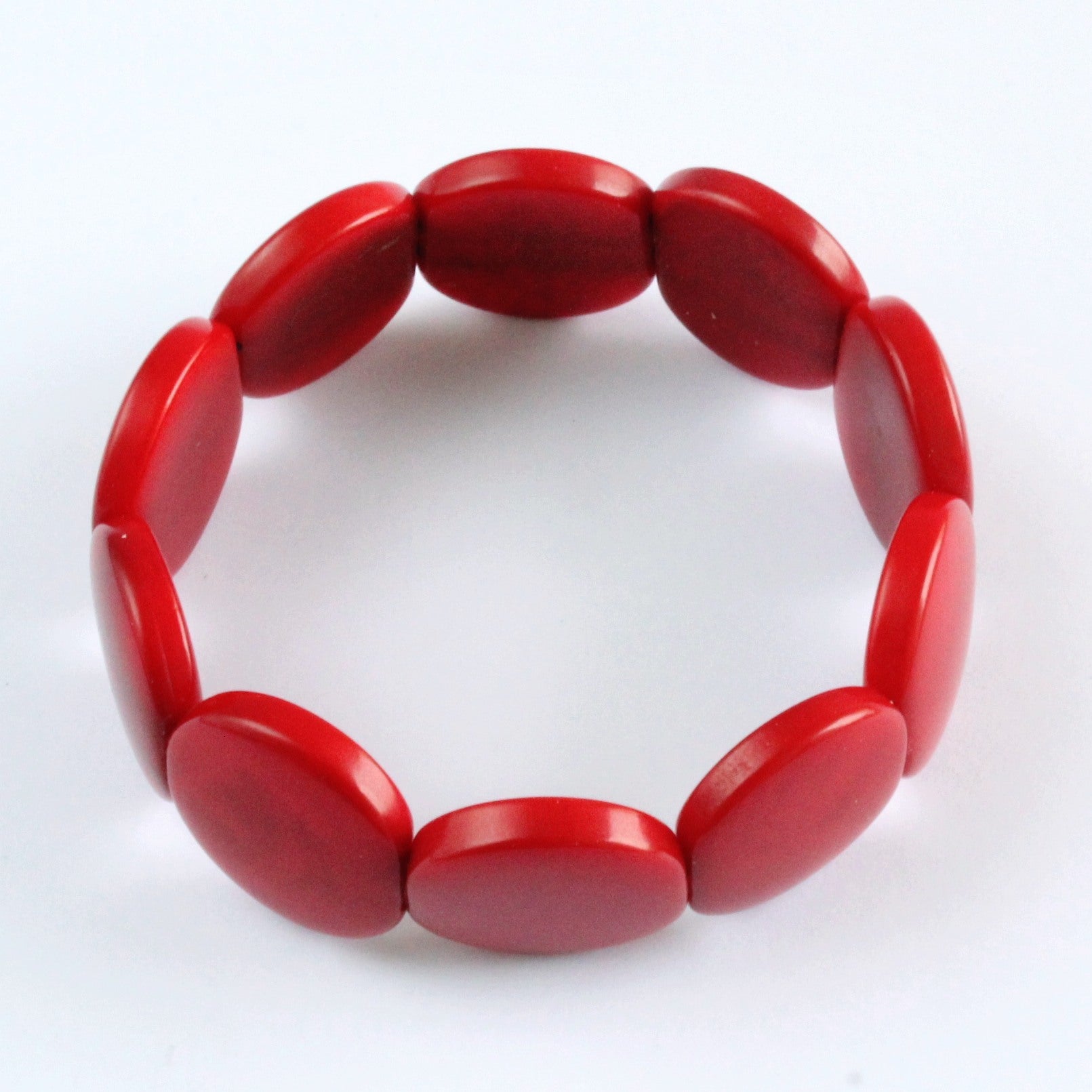 Handmade bracelet, tagua nut, sustainable,  colourful, red