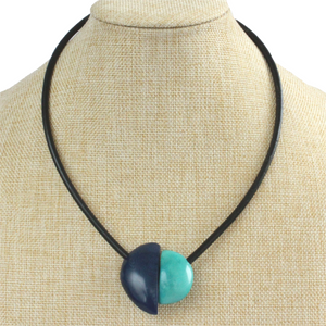 Handmade necklace, tagua nut, blue turquoise, stand, magnetic