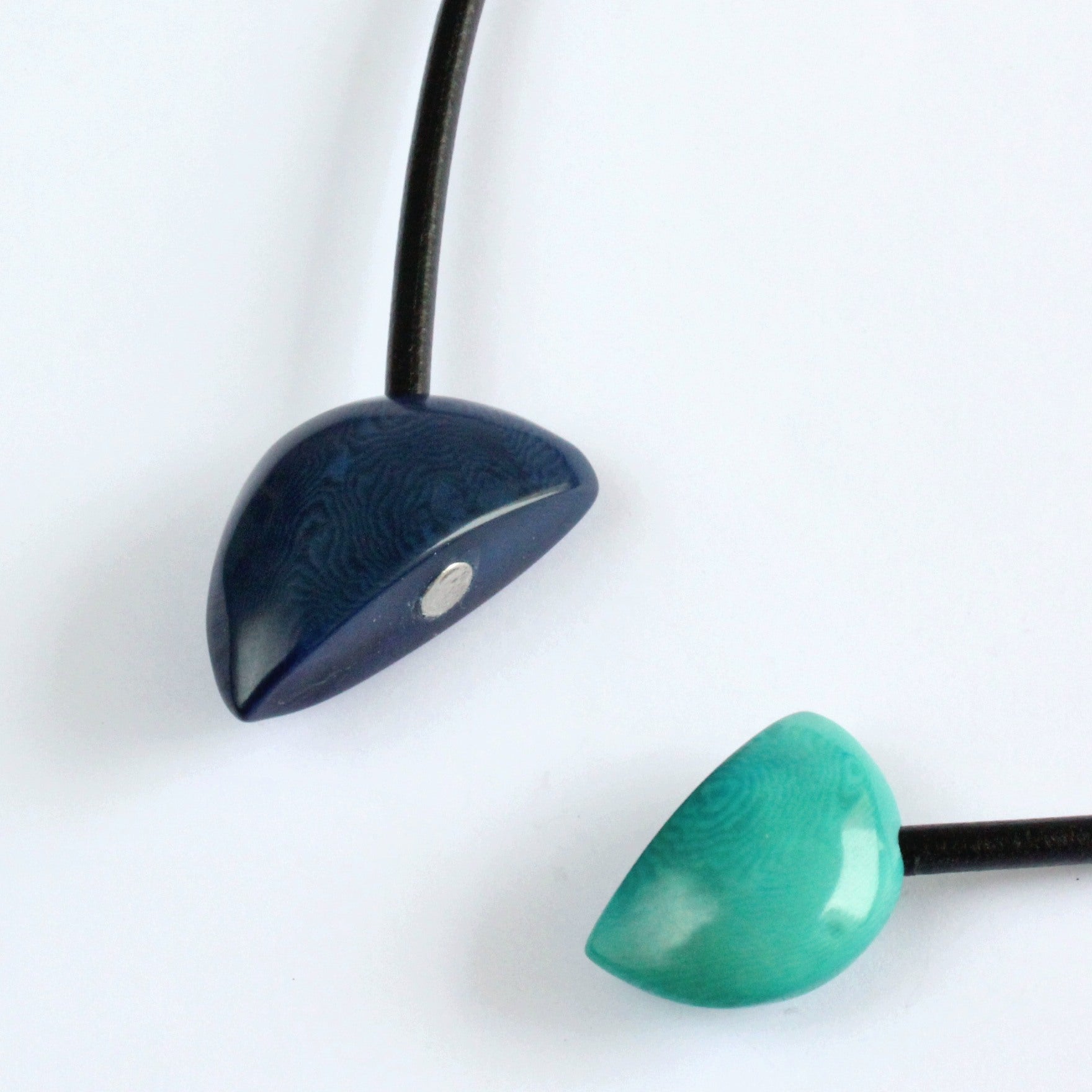 Handmade necklace, tagua nut, blue turquoise, magnetic
