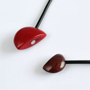 Handmade necklace, tagua nut, red maroon, magnetic
