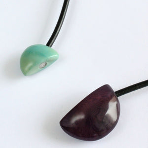 Handmade necklace, tagua nut, turquoise purple, magnetic