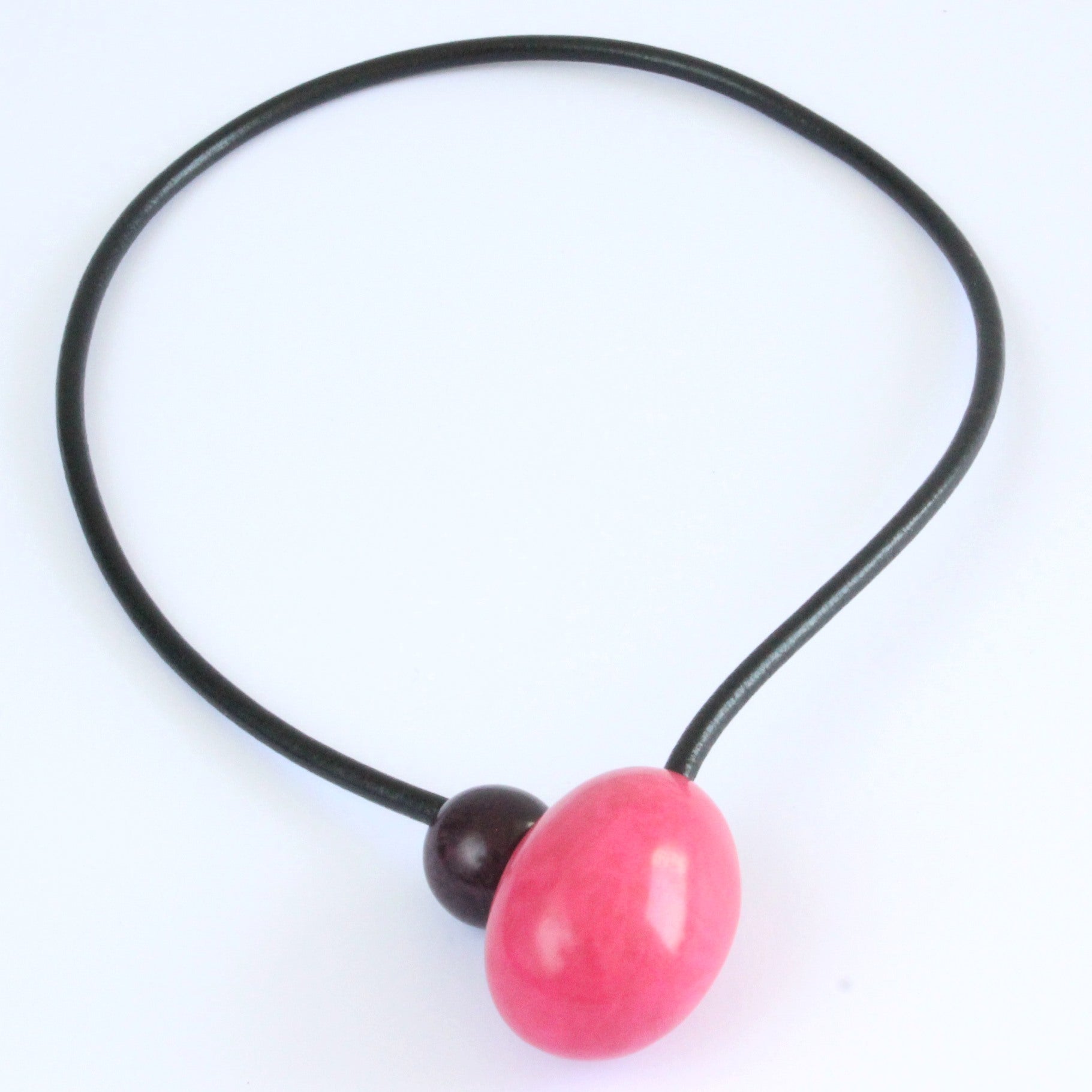 Handmade necklace, tagua nut, sustainable, magnet, pink