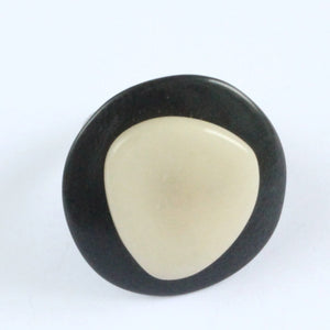 Handmade ring, tagua nut, adjustable ring size, black and white
