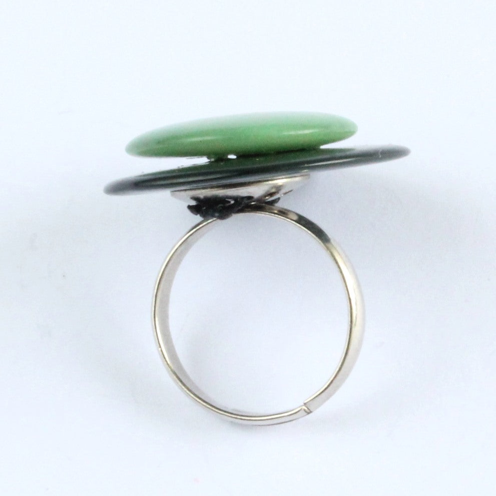Handmade ring, tagua nut, adjustable ring size, green