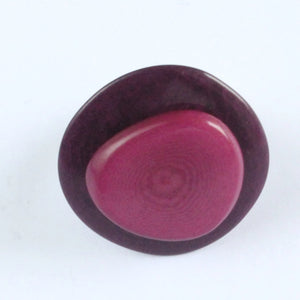 Handmade ring, tagua nut, adjustable ring size, purple and fuchsia