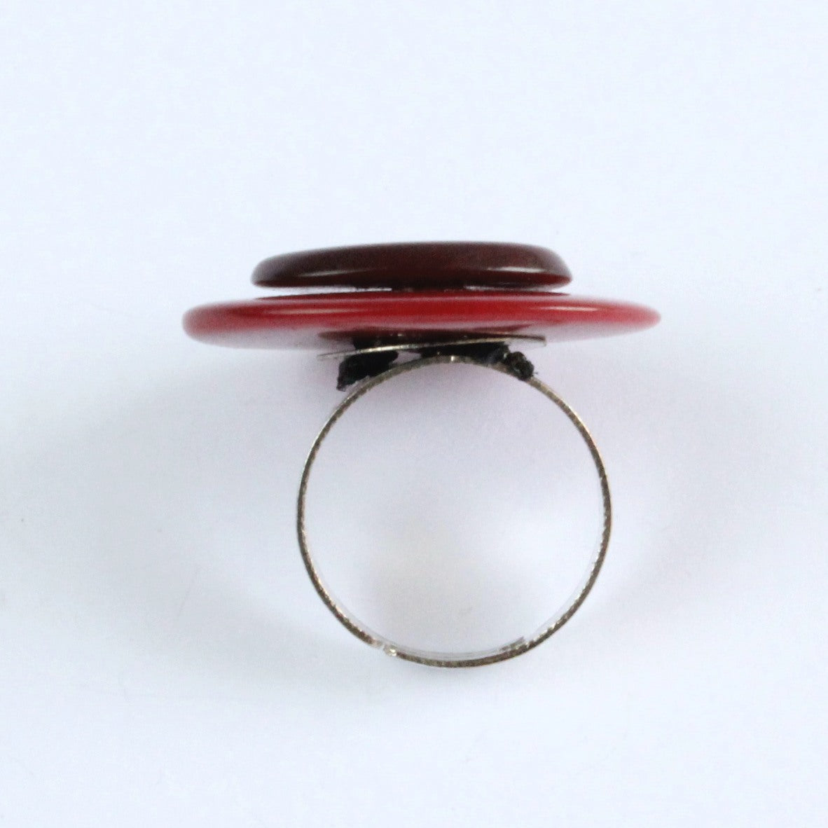 Handmade ring, tagua nut, adjustable ring size, red