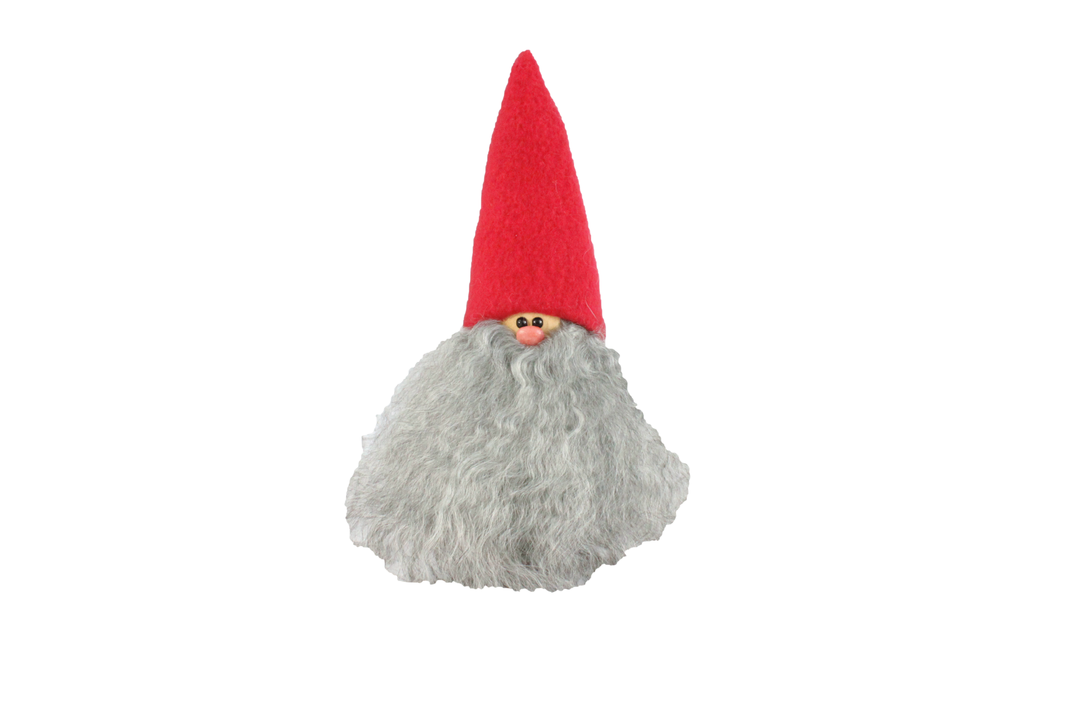 Handmade Santa, red cap, grey beard, sheepskin