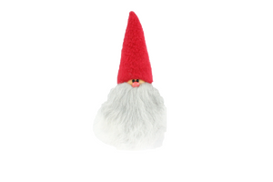 Handmade Santa, red cap, white grey beard, sheepskin